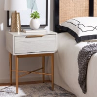 SAFAVIEH Pierre One Drawer Nightstand White Washed / Gold