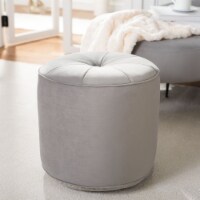 SAFAVIEH Hawkem Cylinder Ottoman Light Grey