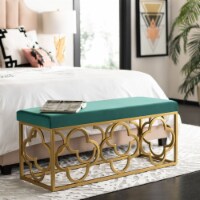 SAFAVIEH Fleur Rectangle Bench Emerald / Gold