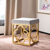Safavieh OTT6205D 16.5 x 16.5 x 19 in. Fleur Square Ottoman, Grey & Gold