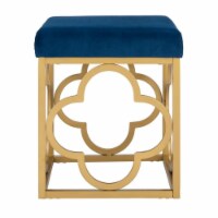 Safavieh OTT6205C 16.5 x 16.5 x 19 in. Fleur Square Ottoman, Navy & Gold