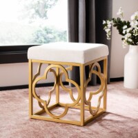 Safavieh OTT6205A 16.5 x 16.5 x 19 in. Fleur Square Ottoman, Creme & Gold