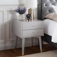 SAFAVIEH Lyla Mid-Century Retro Silver Cap Nightstand Grey / Gold