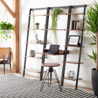 SAFAVIEH Pamella 2-Shelf Leaning Desk Honey Brown / Charcoal