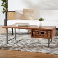 SAFAVIEH Allester Rattan 1-Drawer Coffee Table Brown / Black