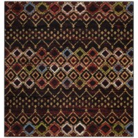 SAFAVIEH Amsterdam Collection AMS108P Black / Multi Rug 9' square