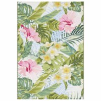 SAFAVIEH Outdoor BAR516X Barbados Collection Green / Pink Rug 6-6 X 9-4