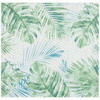 SAFAVIEH Outdoor BAR590X Barbados Collection Green / Teal Rug 6-6 X 6-6 Square