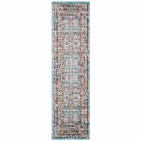SAFAVIEH Monaco Collection MNC255M Blue / Light Grey Rug 2' 2 x 12'