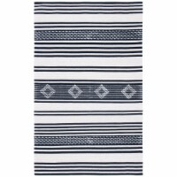SAFAVIEH Striped Kilim STK511Z Black / Ivory Rug 6 X 9