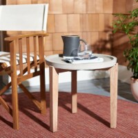 SAFAVIEH Outdoor Collection Serka Side Table Natural/Light Grey