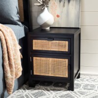 SAFAVIEH Dave 1-Drawer 1 Door Nightstand Black / Natural