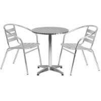 Flash Furniture Aluminum Table with 2 Slat-Back Chairs Aluminum (TLH24RD017BCHR2)