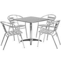 Flash Furniture 31.5'' Square Aluminum Indoor/Outdoor Table w/4 Slat-Back Chairs
