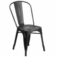 Flash Furniture Distressed Black Metal Indoor Stackable Chair (ET3534BK)