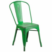 Flash Furniture Metal Indoor Stackable Chair Distressed Green (ET3534GN)