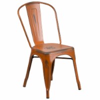 Flash Furniture Metal Indoor Stackable Chair Distressed Orange (ET3534OR)