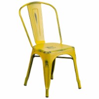 Flash Furniture Distressed Metal Indoor Stackable Chair Yellow (ET3534YL)