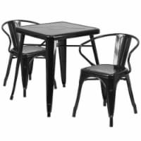 Flash Furniture CH-31330-2-70-BK-GG Metal Indoor-Outdoor Table Set With 2 Arm Chairs - Black