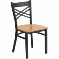 Flash Furniture Series X-Back Metal Restaurant Chair Black w/Natural Wood XU6FOBXBKNATW