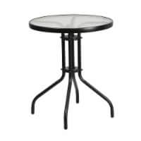Flash Furniture 23.75'' Round Tempered Glass Metal Table TLH0701