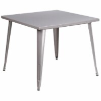 Flash Furniture 35.5'' Square Silver Metal Indoor-Outdoor Table CH5105029SIL