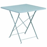 Flash Furniture 28  Square Steel Folding Flower Print Patio Dining Table in Blue