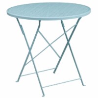 Flash Furniture 30  Round Steel Flower Print Patio Dining Table in Sky Blue