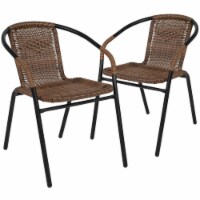 Flash Furniture 2-TLH-037-DK-BN-GG Medium Brown Rattan Indoor & Outdoor Restaurant Stack Chai