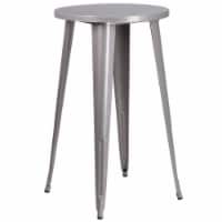 Flash Furniture CH-51080-40-SIL-GG 24 in. Round Silver Metal Indoor & Outdoor Bar Height Tabl