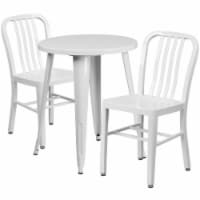 Flash Furniture CH-51080TH-2-18VRT-WH-GG 24 in. Round White Metal Indoor & Outdoor Table Set
