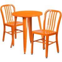 Flash Furniture CH-51080TH-2-18VRT-OR-GG 24 in. Round Orange Metal Indoor & Outdoor Table Set