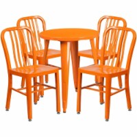 Flash Furniture CH-51080TH-4-18VRT-OR-GG 24 in. Round Orange Metal Indoor & Outdoor Table Set