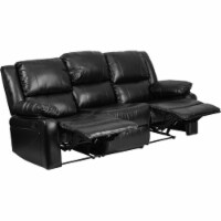 Flash Furniture Harmony Series Black Leather Sofa with Two Built-In Recliners BT70597SOF