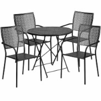 Flash Furniture Steel Folding Patio Table Set Black 5-Pieces (CO30BKF02CHR4BK)