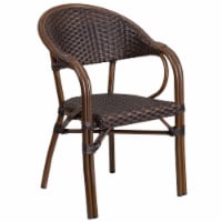 Flash Furniture Milano Series Bamboo Patio Chair Dark Brown Rattan/Red Bamboo-Aluminum Frame