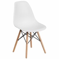 Flash Furniture Elon Plastic Accent Chair with Wood Base in White
