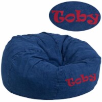 Flash Furniture DG-BEAN-LARGE-DENIM-EMB-GG Personalized Oversized Denim Kids Bean Bag, 19 x 4