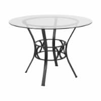 Flash Furniture 42 Round Glass Top Dining Table in Clear Black