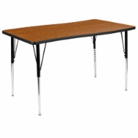 28 W x 47.5 L Rectangular Wave Flexible Collaborative Oak Finish Laminate Activity Table -