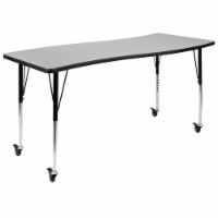 Mobile 26 W x 60 L Rectangular Wave Flexible Collaborative Grey Laminate Activity Table -