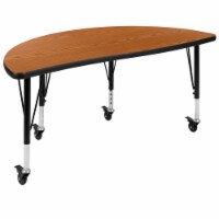 Mobile 47.5 Half Circle Wave Flexible Collaborative Oak Thermal Laminate Activity Table -