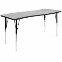 26 W x 60 L Rectangular Wave Flexible Collaborative Grey Thermal Laminate Activity Table -