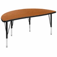 47.5 Half Circle Wave Flexible Collaborative Oak Thermal Laminate Activity Table - Height
