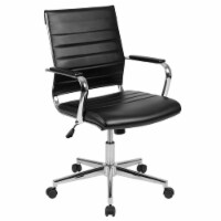 Flash Furniture LeatherSoft Swivel Mid-Back Ribbed Executive Office Chair Black (BT20595M1BK)