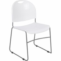 HERCULES Series 880 lb. Capacity White Ultra-Compact Stack Chair with Silver Powder Coated