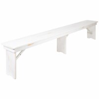 Flash Furniture Pine Wood 3-Seat Farm Table Folding Bench Antique Rustic White (XAB96X12LWH)