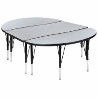 3 Piece 76 Oval Wave Flexible Grey Thermal Laminate Activity Table Set - Height Adjustabl