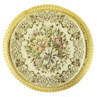 Wrapables Round Vintage Floral Placemat with Gold Embroidery (Set of 2), Floral (13 inch)