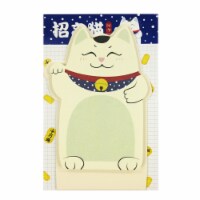 Wrapables Fortune Cat Memo Bookmark Sticky Notes (Set of 2), Green